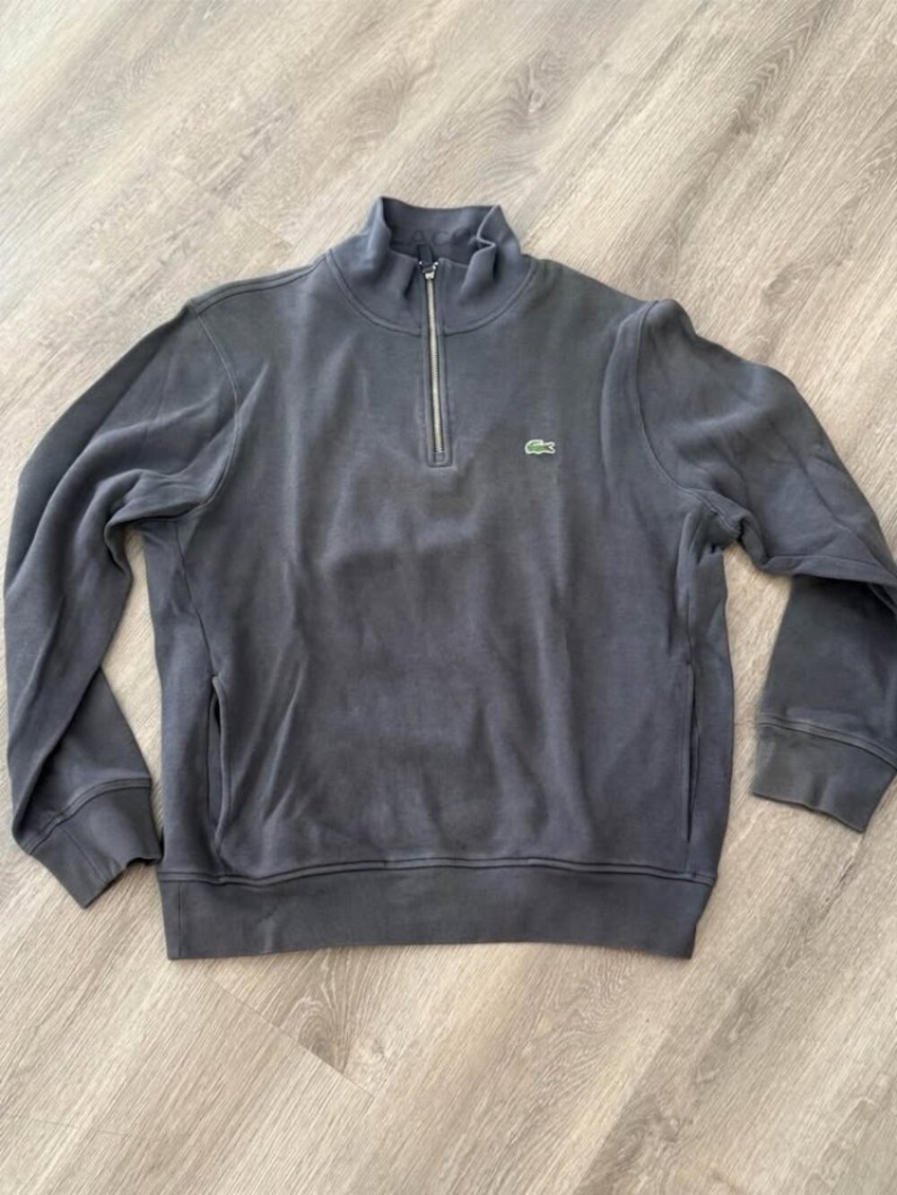 Lacoste Men's Dark Gray Cotton Zip-Up High-Neck Sweatshirt - XL (6)